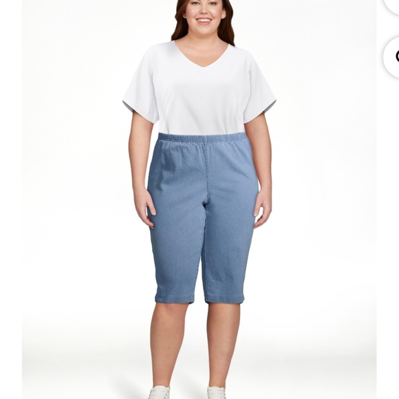 Just My Size Women’s Powder Wash Bling Tab Capris Size 2X NWT - Picture 2 of 5